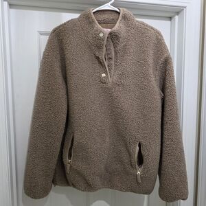 Pink Lily Taupe Sherpa Pullover